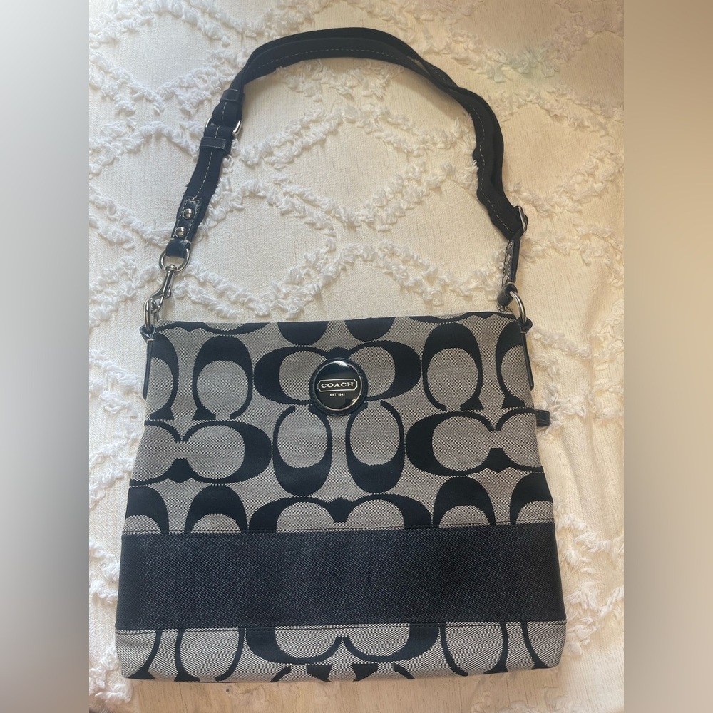 Coach Canvas Signature Striped Crossbody Bag